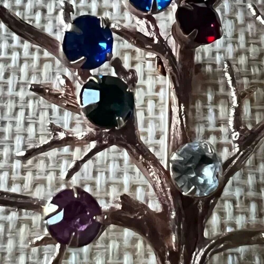 Sarah Coventry RARE Rhinestones Tree Brooch Gold Tone - Picture 8 of 10